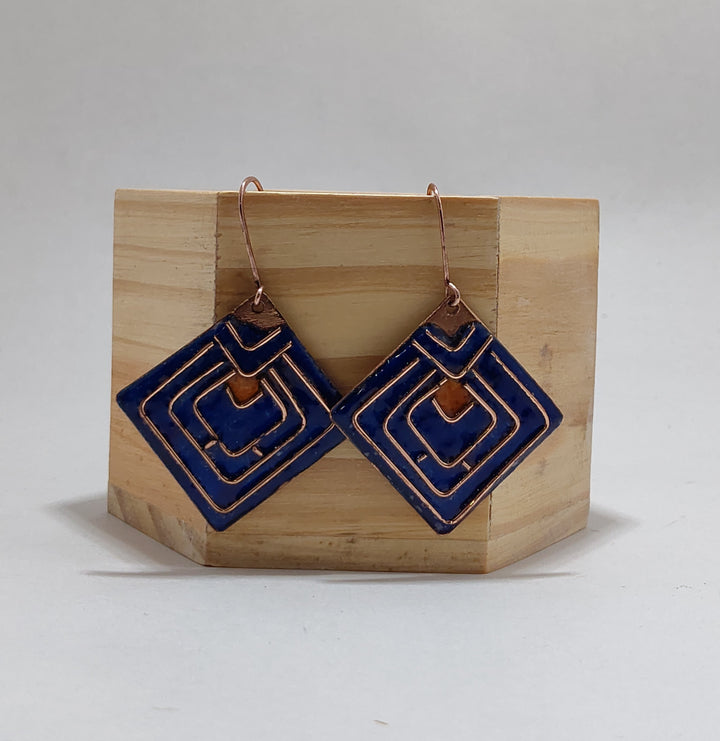 Diamond-Shaped Copper Earrings