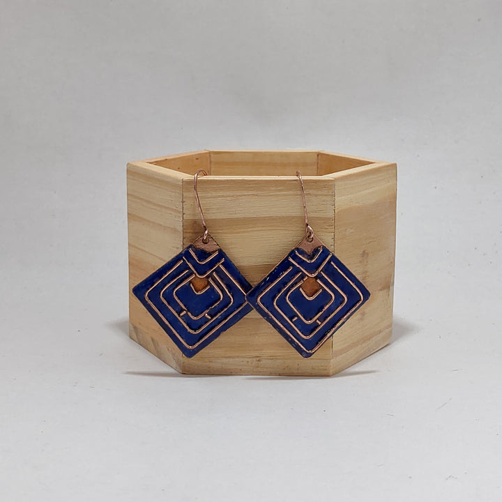Diamond-Shaped Copper Earrings