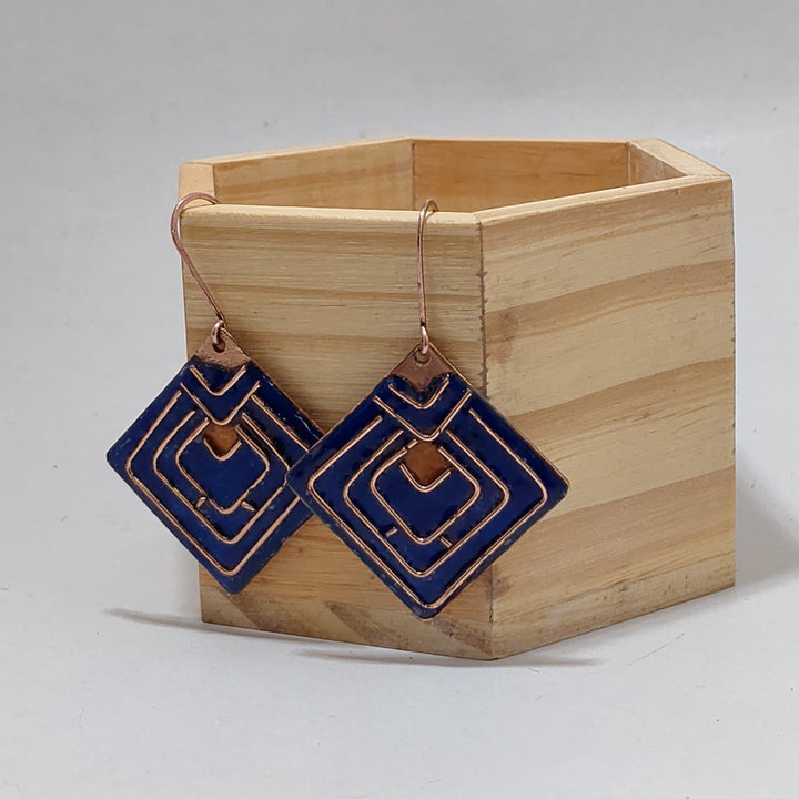 Diamond-Shaped Copper Earrings
