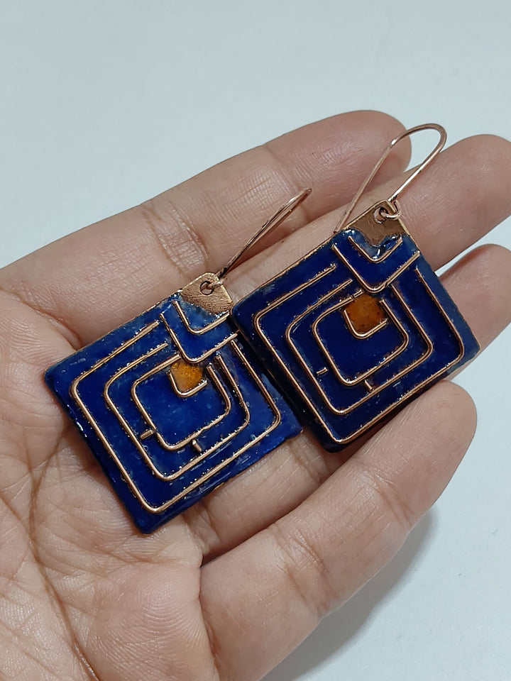 Diamond-Shaped Copper Earrings