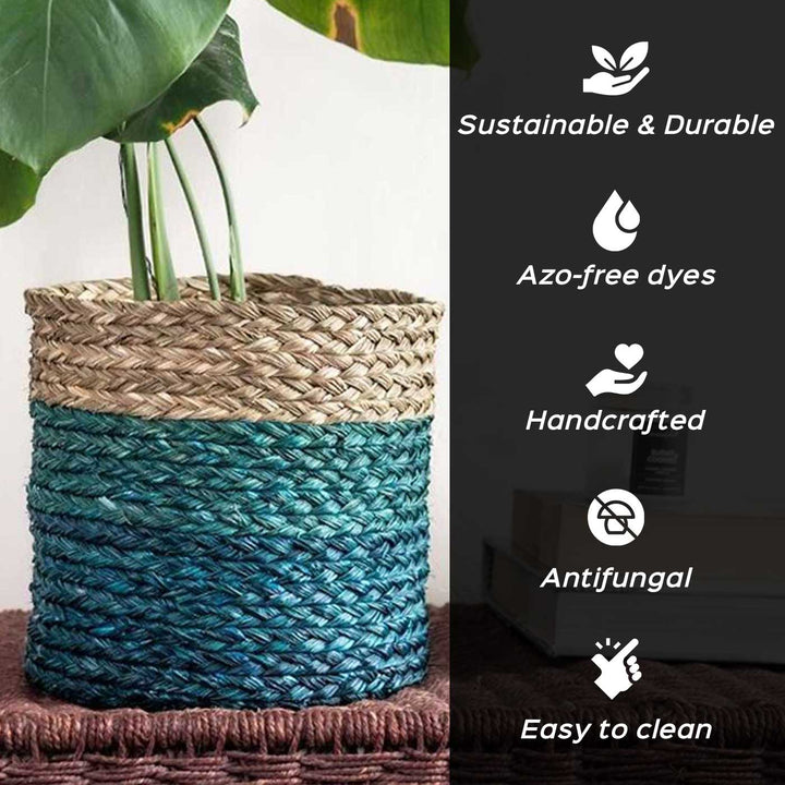 Handmade Grass Weaving Minimalist Twisted Texture Sabai Planter Cover