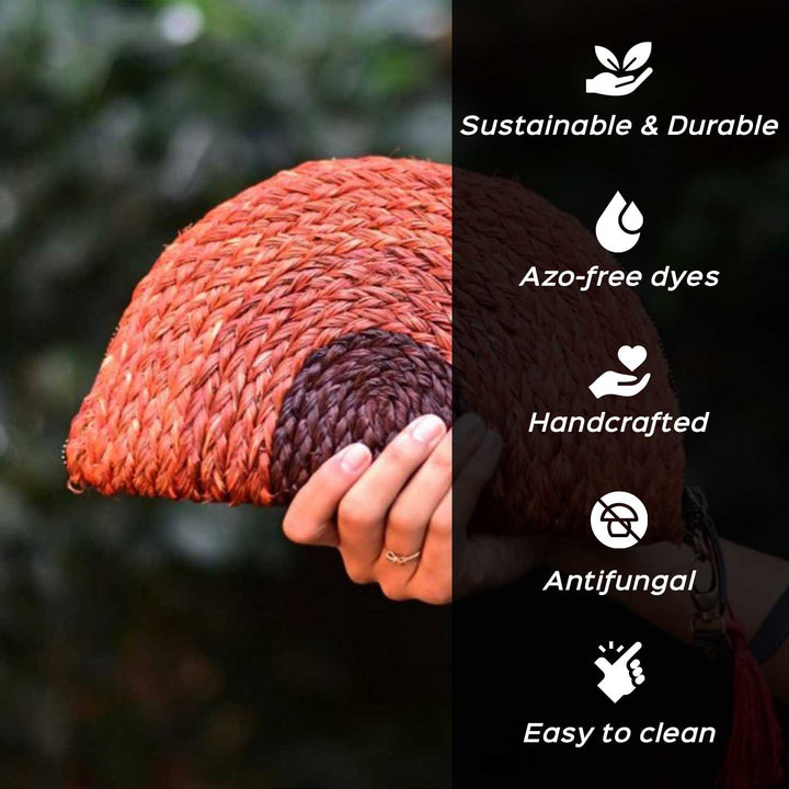 Handmade Grass Woven Rustic Earth Tones Sanai Clutch