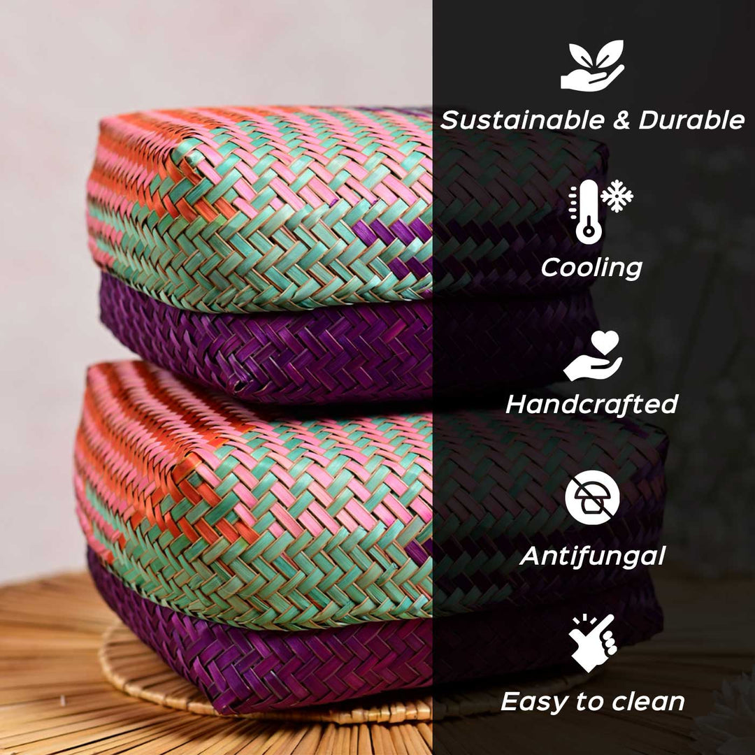 Handwoven Minimalist Zig - Zag Shitalpati Gift Box | Set Of 2