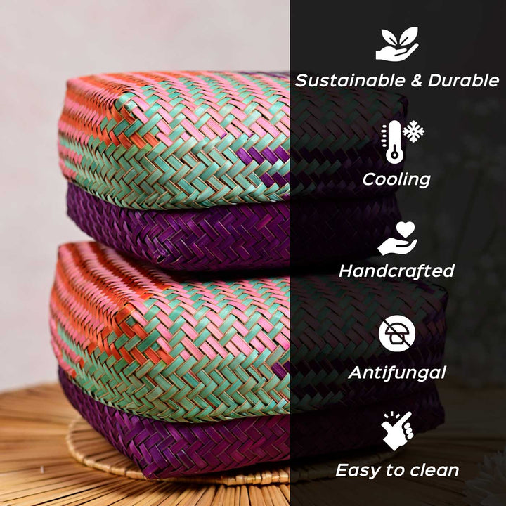 Handwoven Minimalist Zig - Zag Shitalpati Gift Box | Set Of 2