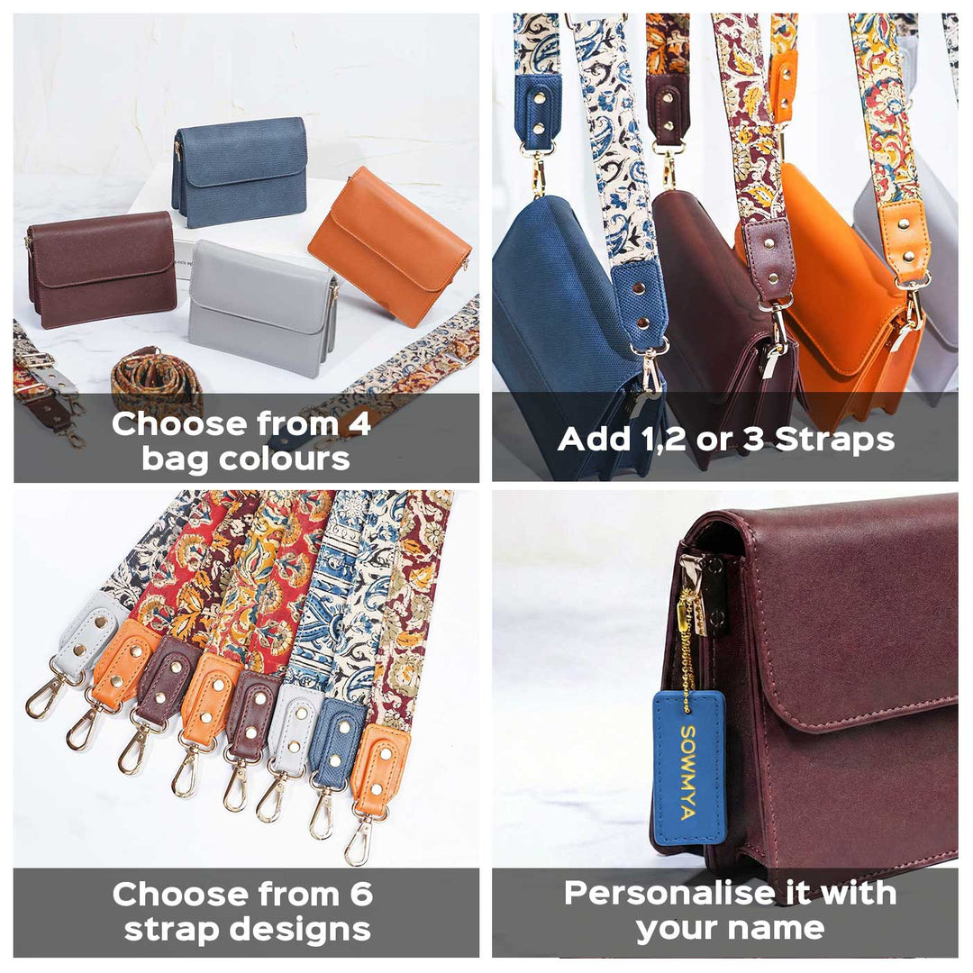 Personalized Faux Leather Sling Bag With Changeable Straps