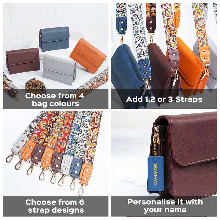 Personalized Faux Leather Sling Bag With Changeable Straps