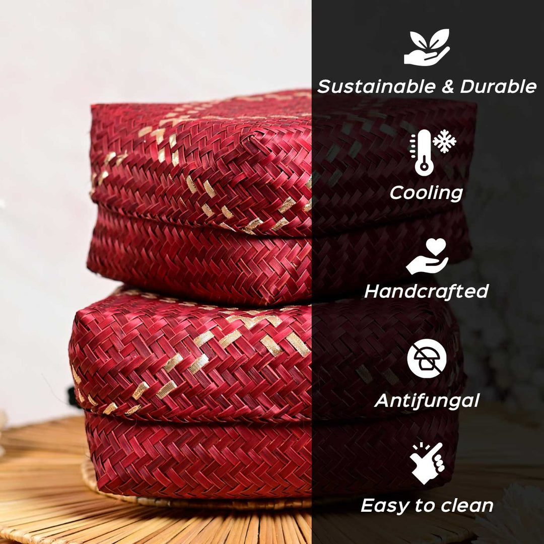 Handmade Weaving Zig - Zag Pattern Shitalpati Gift Box | Set Of 2