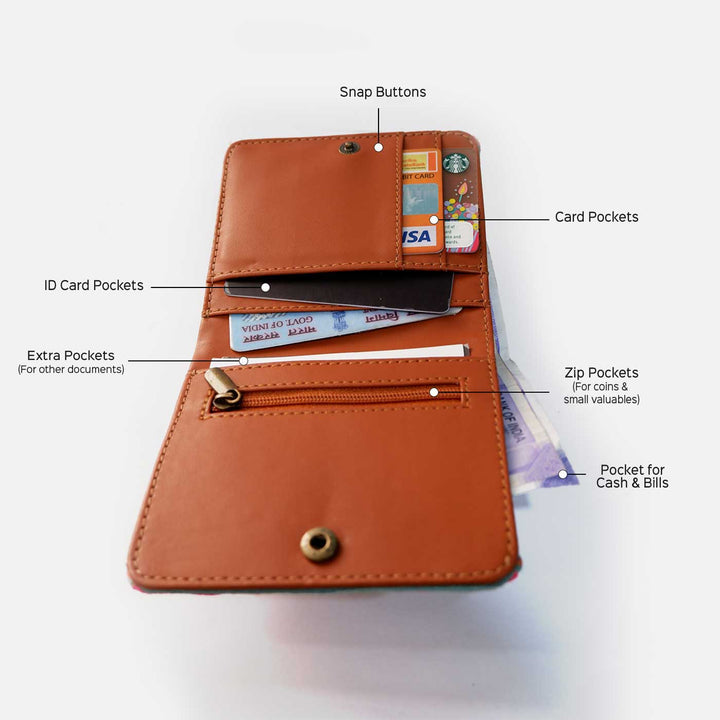 Handmade Embroidered Anisa Flower Design Canvas Wallet