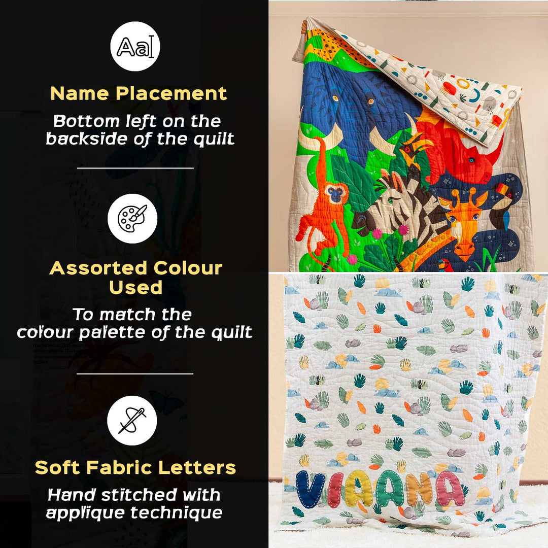 Personalized The Forest Is My Playground Theme Cotton Quilt For Kids
