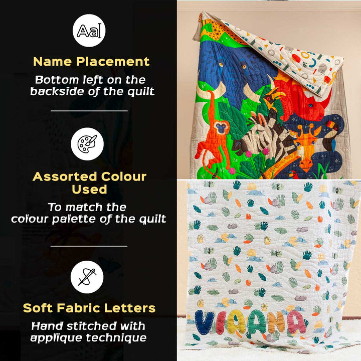 Personalized The Forest Is My Playground Theme Cotton Quilt For Kids