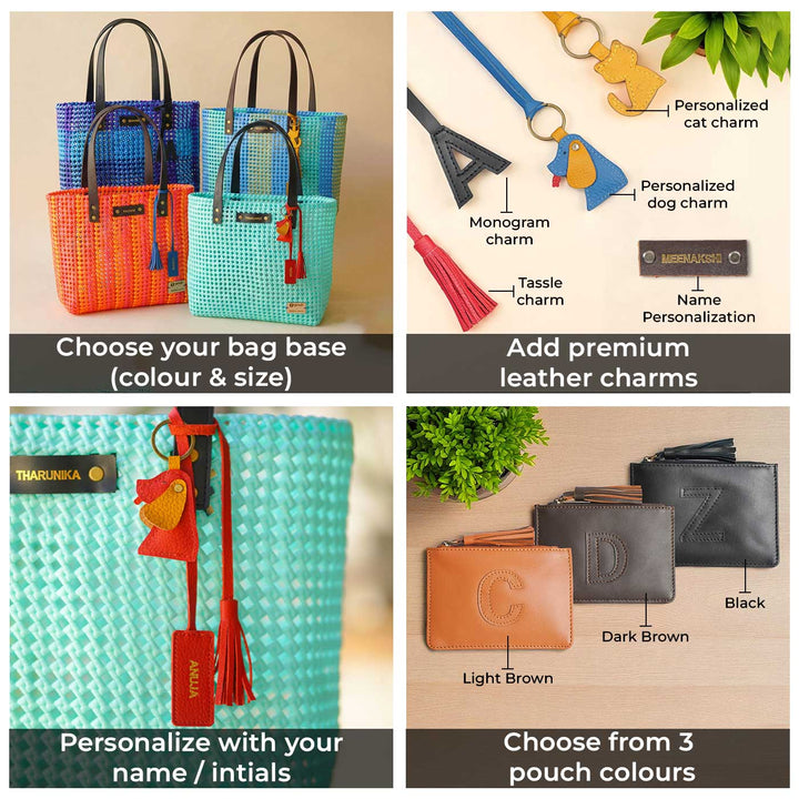 Handmade Multicolor Vertical Striped Wire Koodai Tote Bag