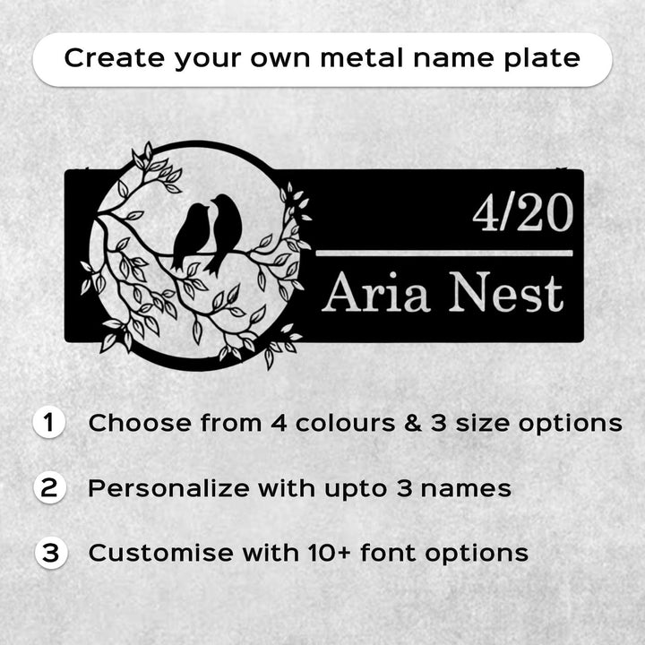 Personalized Bird Themed Weatherproof Name Plate With House Number - Name Personalization Example