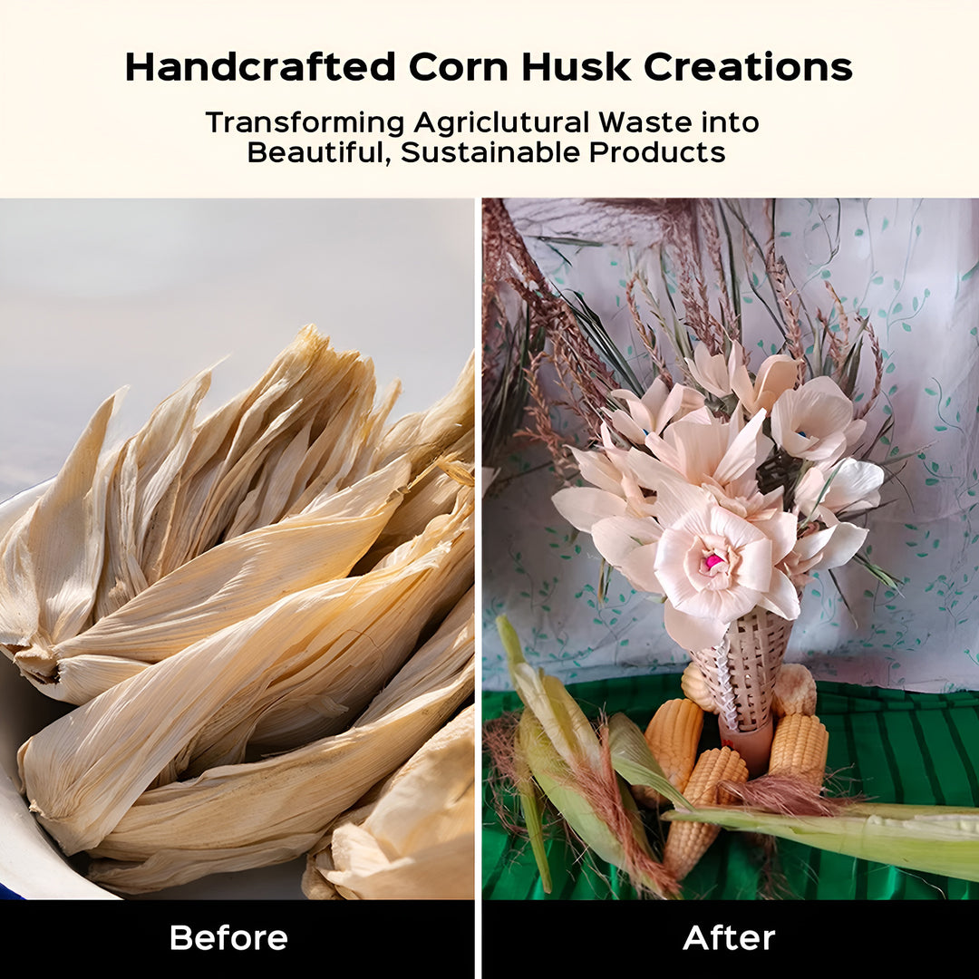 12M, 72 Bulbs | Upcycled Corn Husk Handcrafted LED Fairy Light