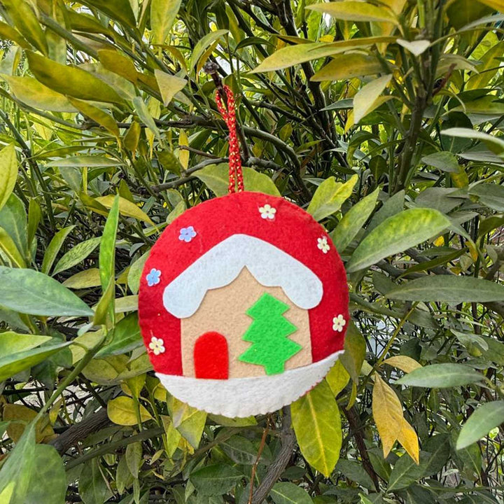 3 Pc | Santa Car And House Felt Christmas Ornament