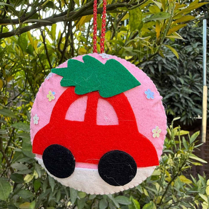 3 Pc | Santa Car And House Felt Christmas Ornament