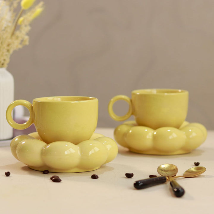 Handcrafted Ceramic Sunflower Cup & Saucer Set