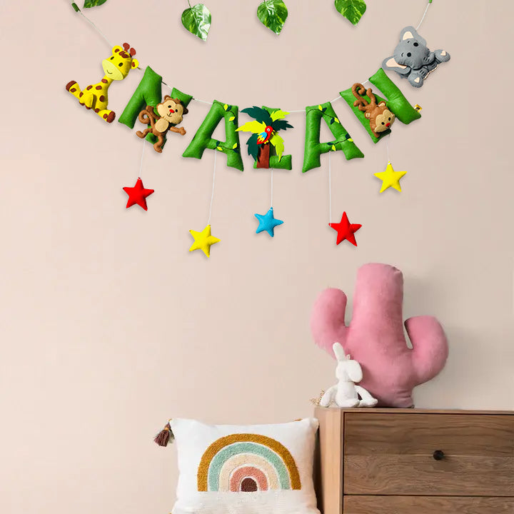 Handcrafted Personalized Jungle Safari Themed Bunting For Kids