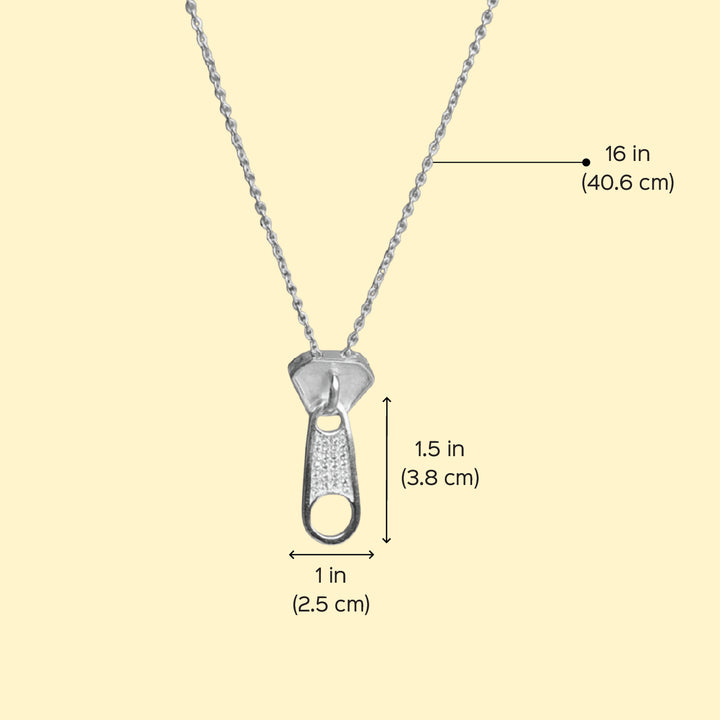 Handmade Zipper Design Silver Plated Brass Necklace