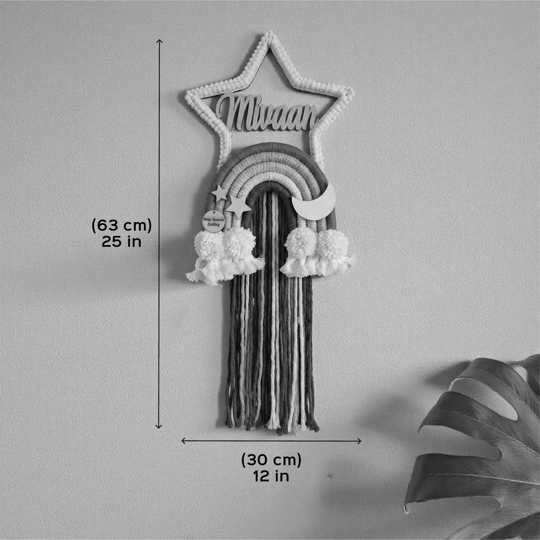Personalized Macrame Star Theme Kids Name Plate