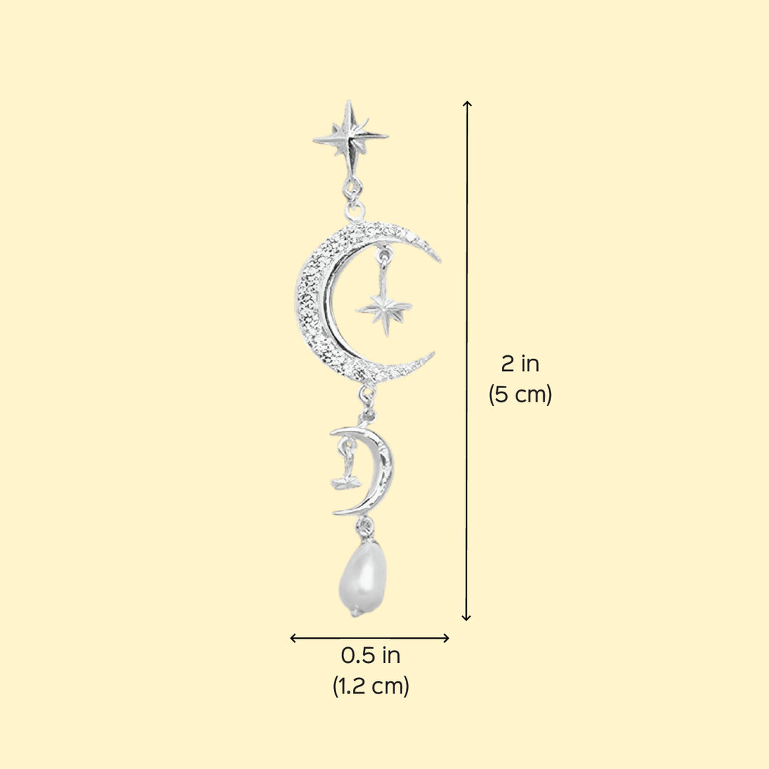 Contemporary Celestial Silver Plated Brass Earrings