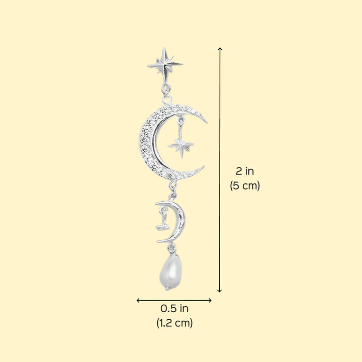 Contemporary Celestial Silver Plated Brass Earrings