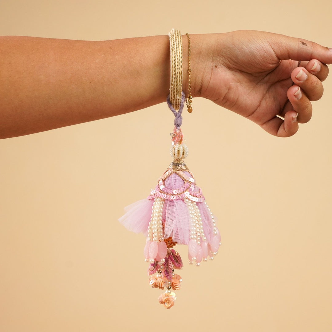 Handmade Beaded Pearl & Sequins Bhaiya Bhabhi Rakhi | Set Of 2
