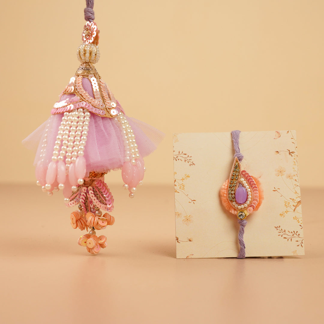 Handmade Beaded Pearl & Sequins Bhaiya Bhabhi Rakhi | Set Of 2