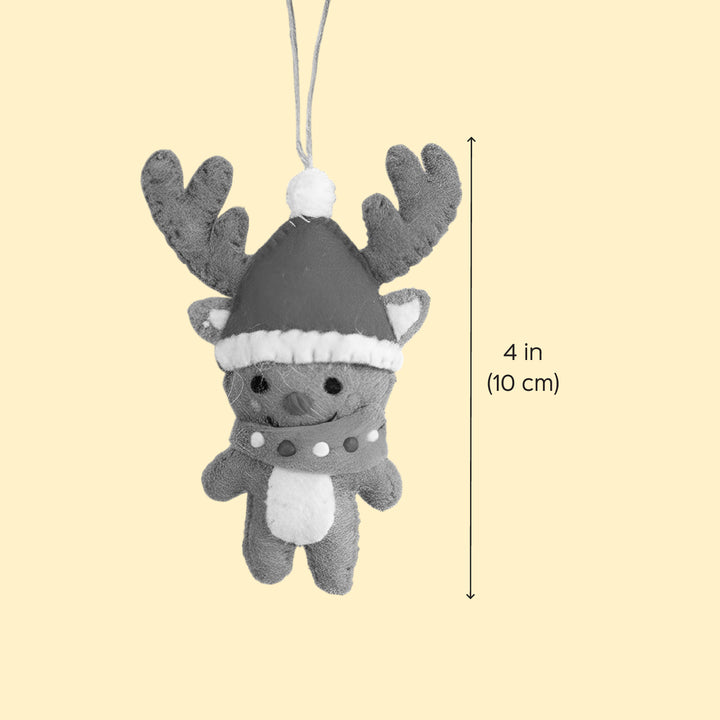 Gingerbread Reindeer Felt Ornament For Christmas Tree Decoration