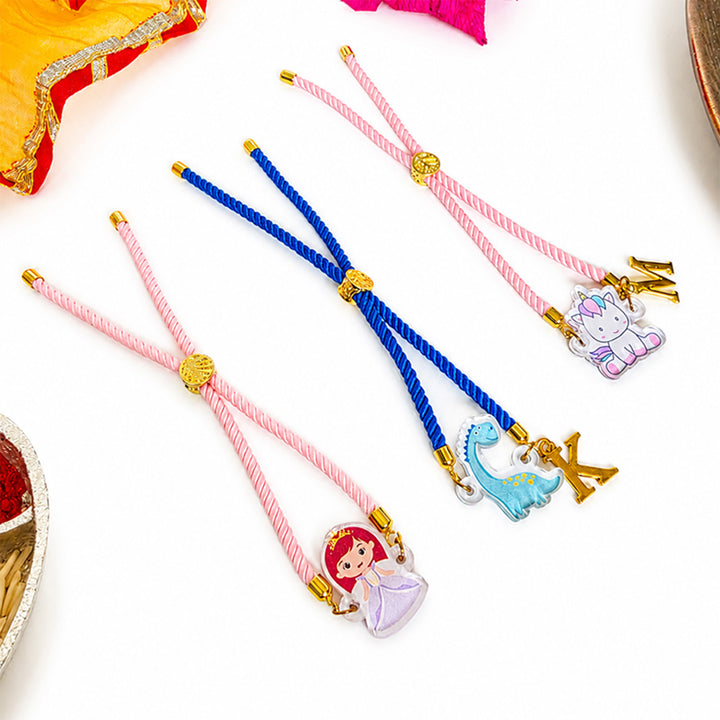 Personalized Adjustable Printed Multi-Theme Charm Bracelet Kids Rakhi For Brother