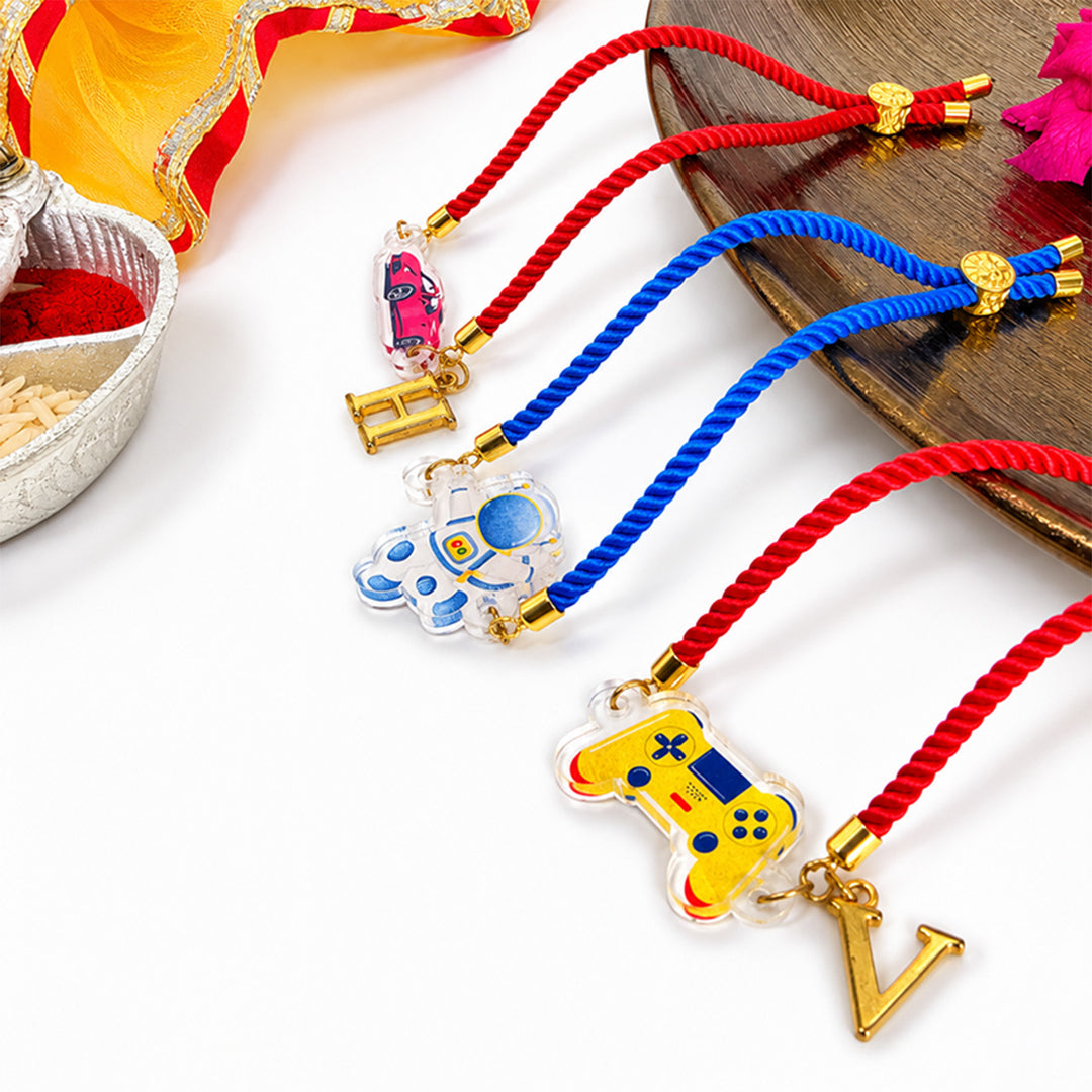 Personalized Adjustable Printed Multi-Theme Charm Bracelet Kids Rakhi For Brother