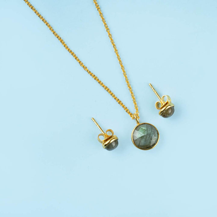 Handcrafted Healing Stone 18k Gold Necklace