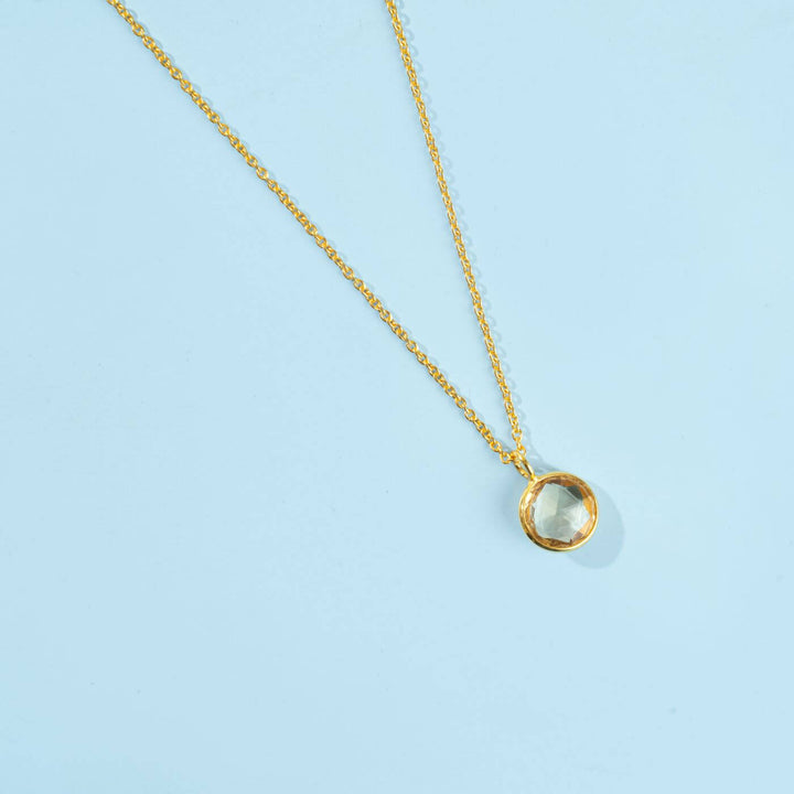 Handcrafted Healing Stone 18k Gold Necklace