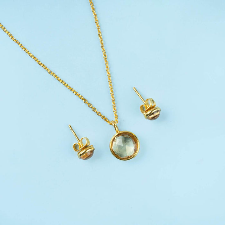 Handcrafted Healing Stone 18k Gold Necklace