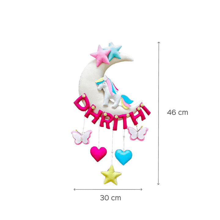 Hand-stitched Unicorn Themed Felt Nameplate - Zwende