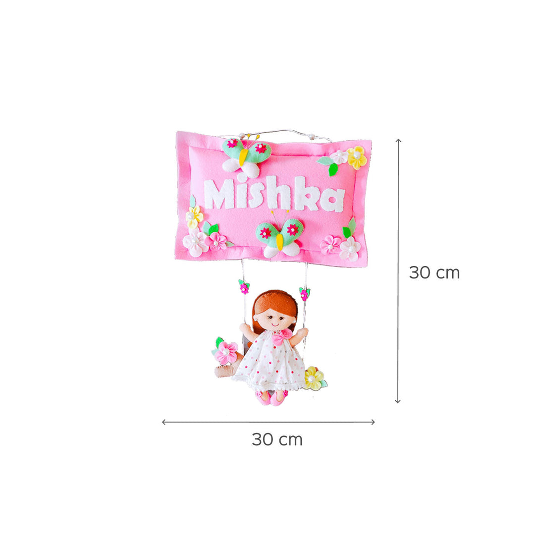 Hand-stitched Pillow & Swing Theme Felt Kids Name Plate