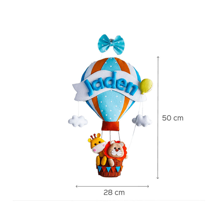 Hand-stitched Hot Air Balloon Felt Nameplate - Zwende