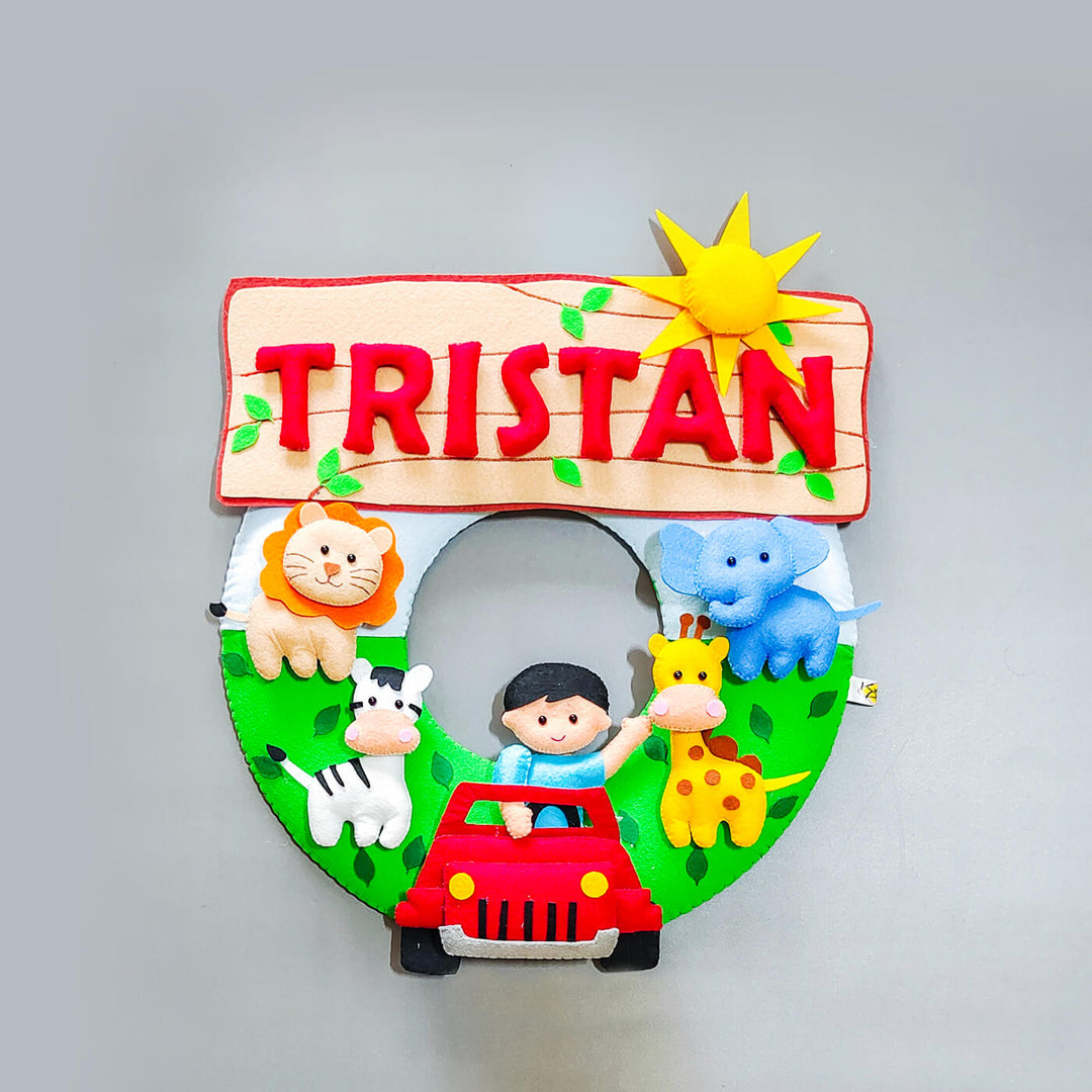 Hand-stitched Jungle Themed Felt Kids Nameplate