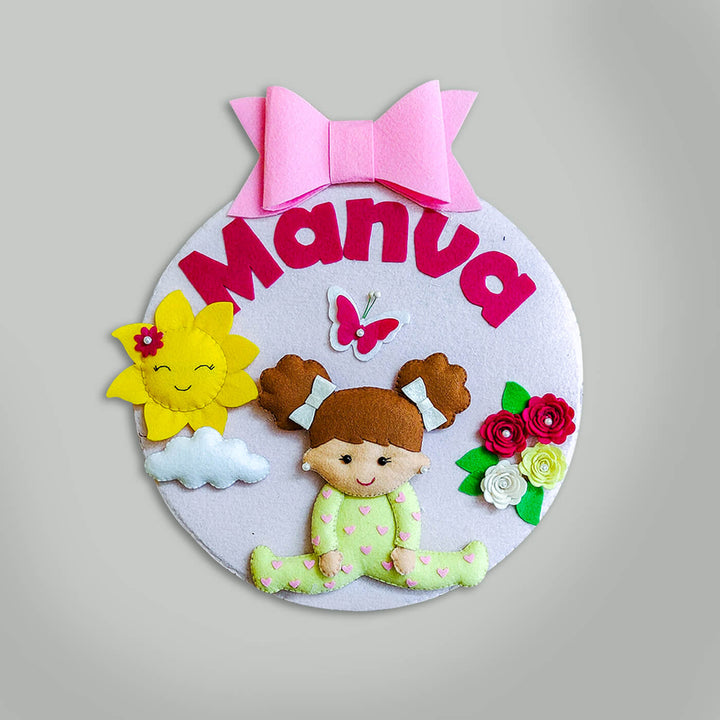 Hand-stitched Felt Kids Nameplate for Girls | 10 inch