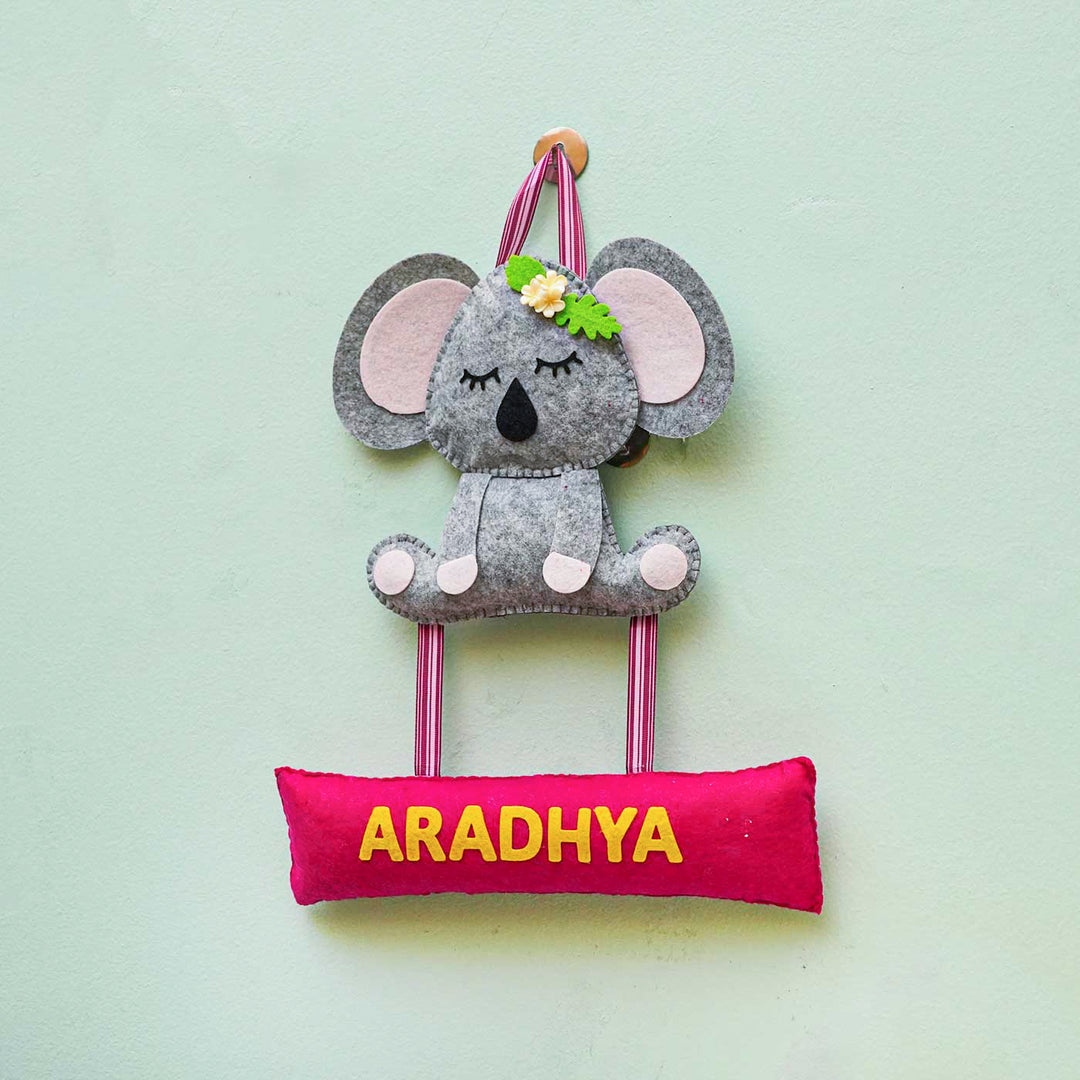 Personalized Handmade Koala Theme Felt Name Plate