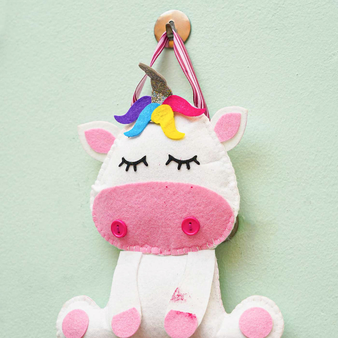 Personalized Handmade Unicorn Theme Felt Name Plate - Hanging from Wall Hook