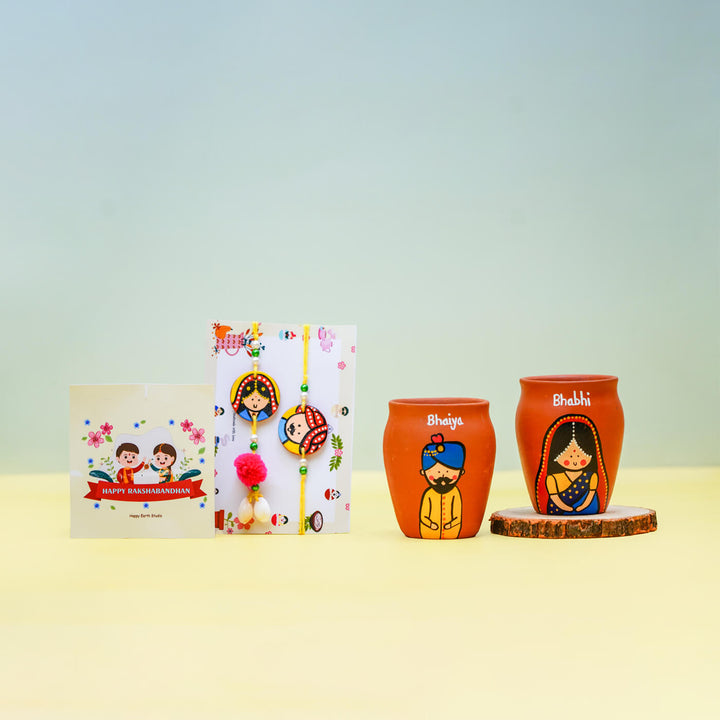 Personalized Terracotta Kulhads & Rakhi Set