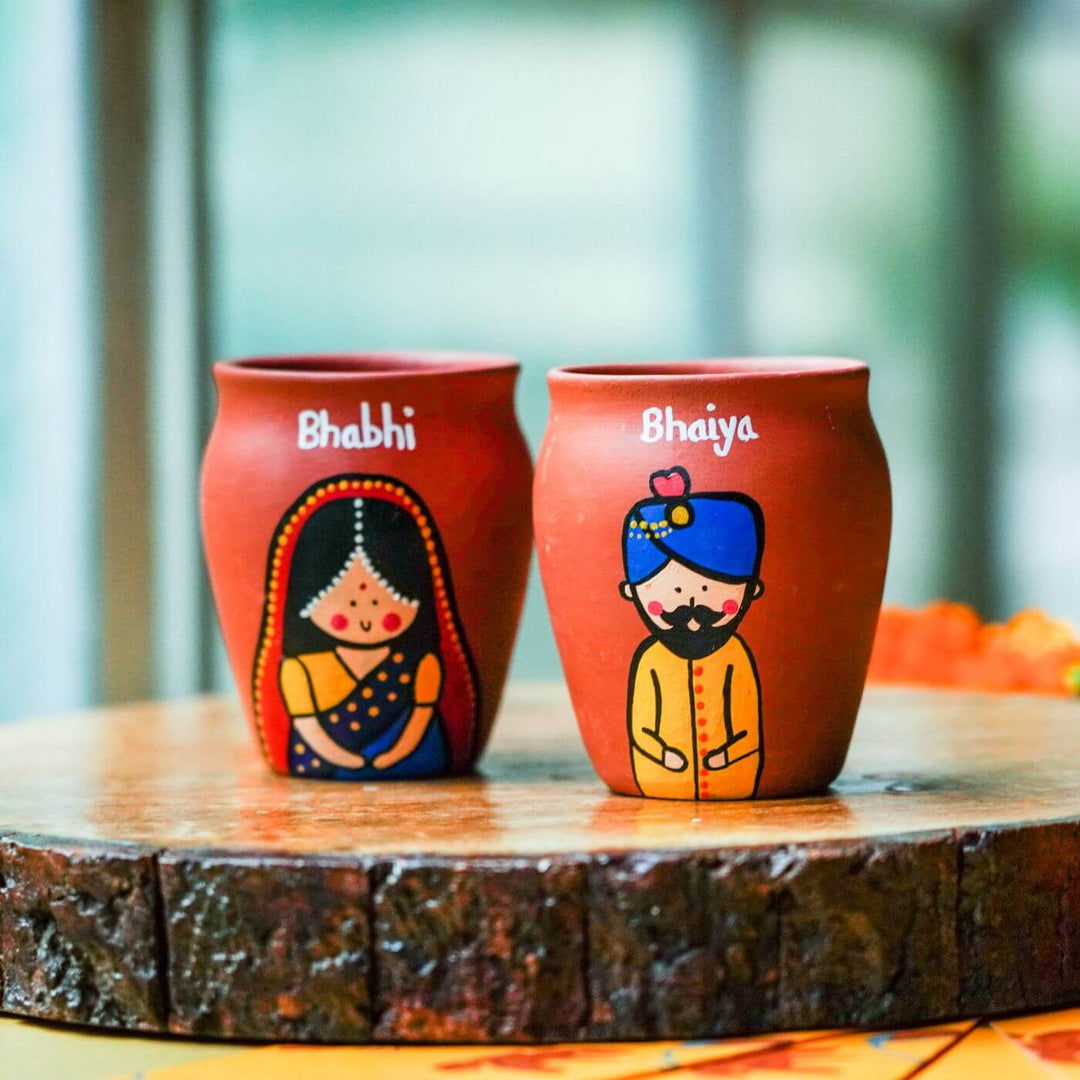Personalized Terracotta Kulhads & Rakhi Set