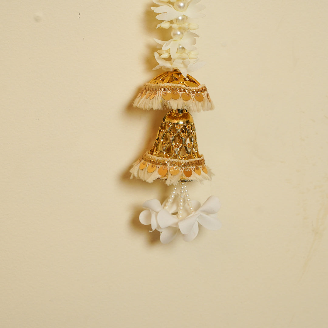 Handmade Realistic White & Golden Floral Hanging