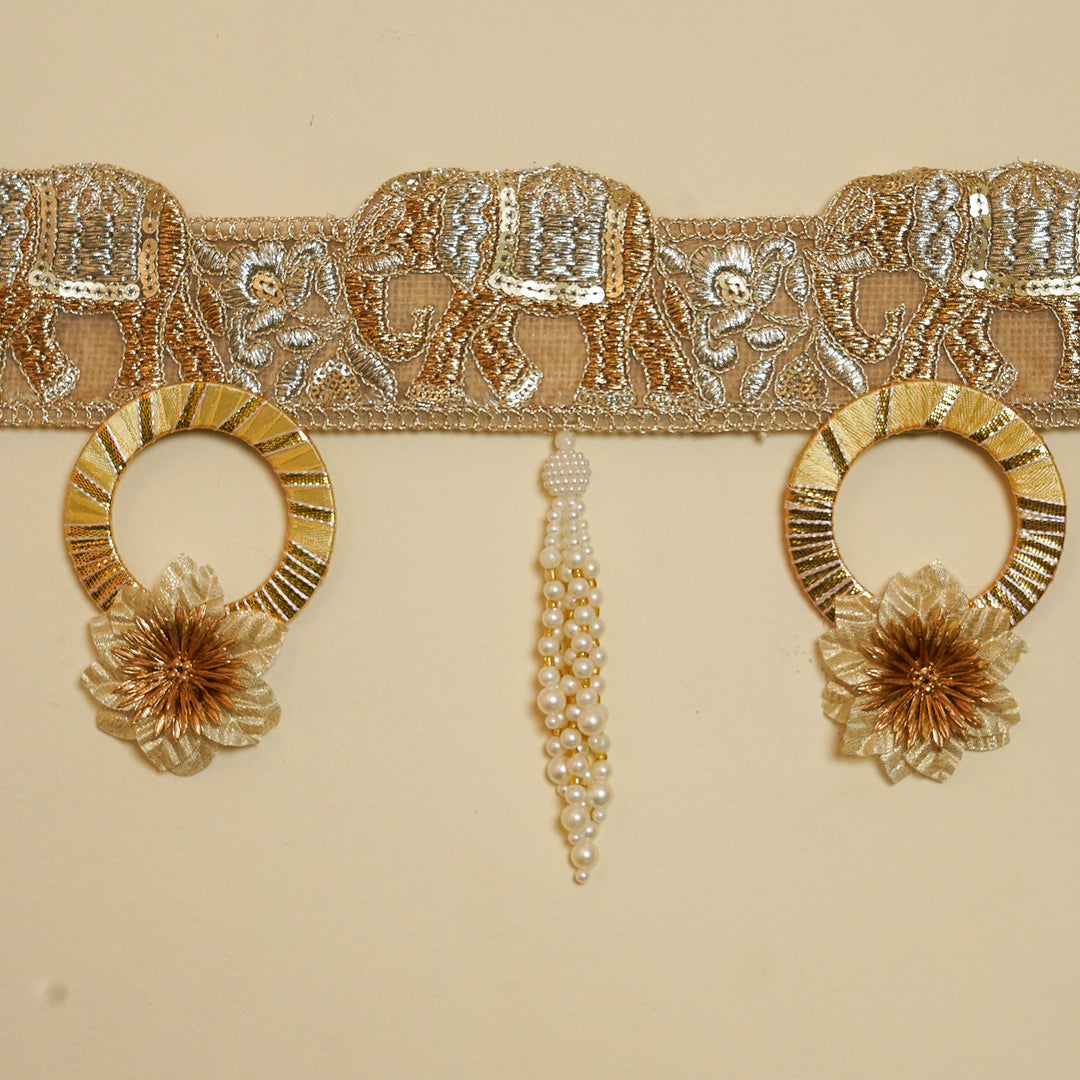 Handmade Golden Elephant Motif Toran