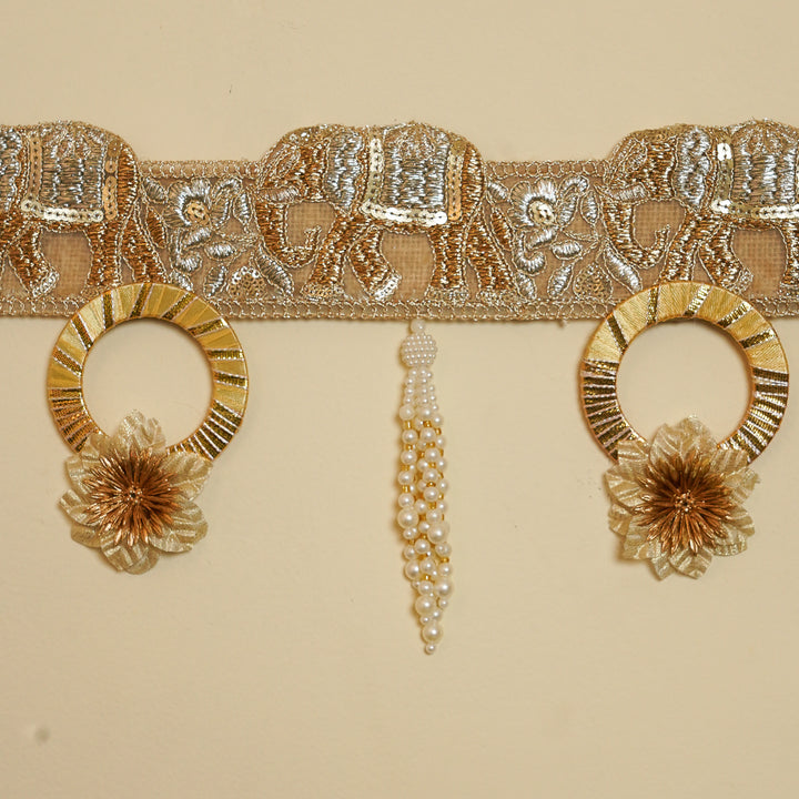 Handmade Golden Elephant Motif Toran