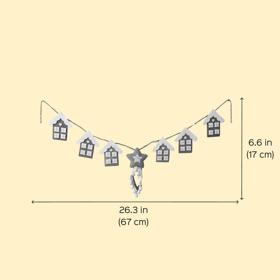 Handmade Gingerbread House Felt LED Bunting For Wall Decoration
