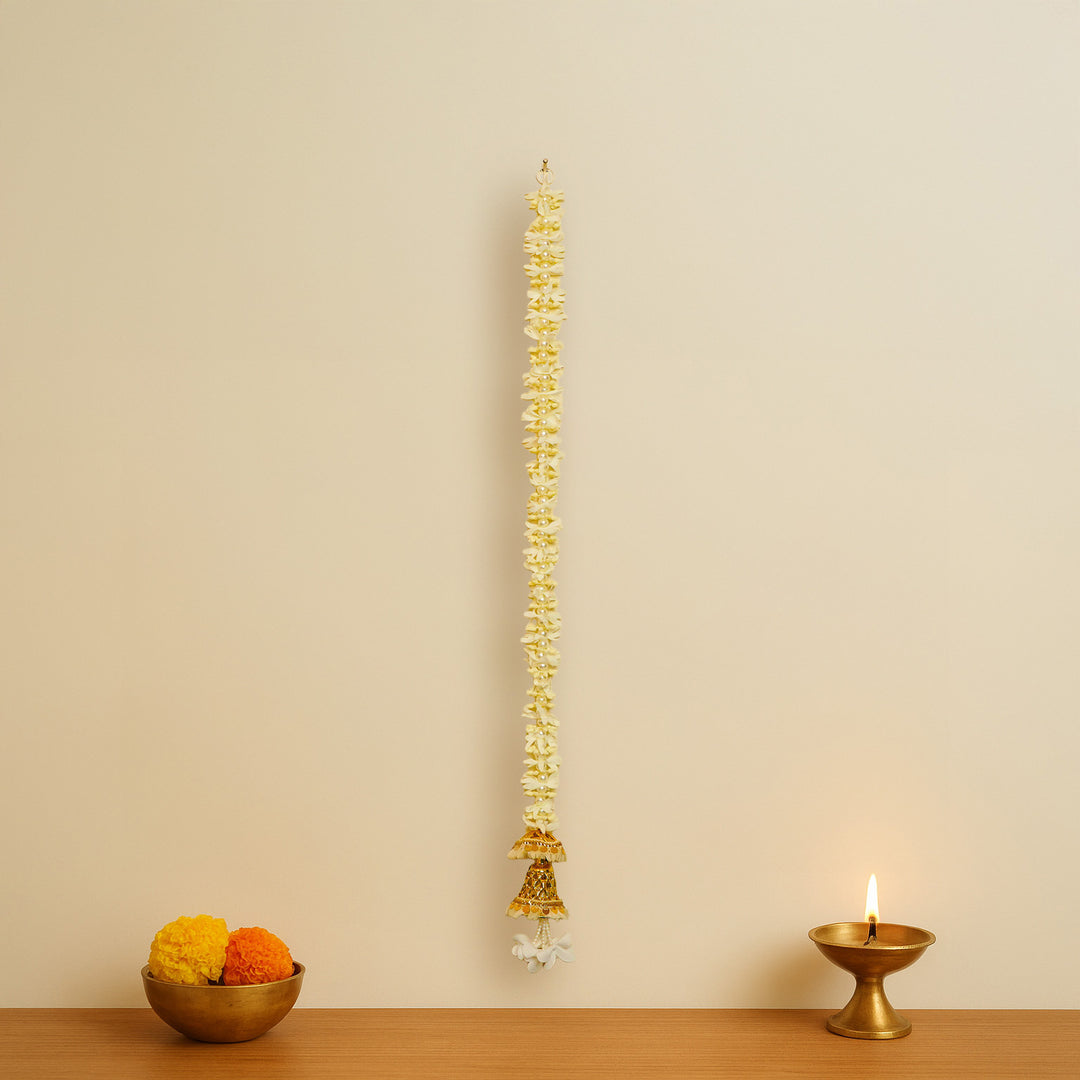 Handmade Realistic White & Golden Floral Hanging