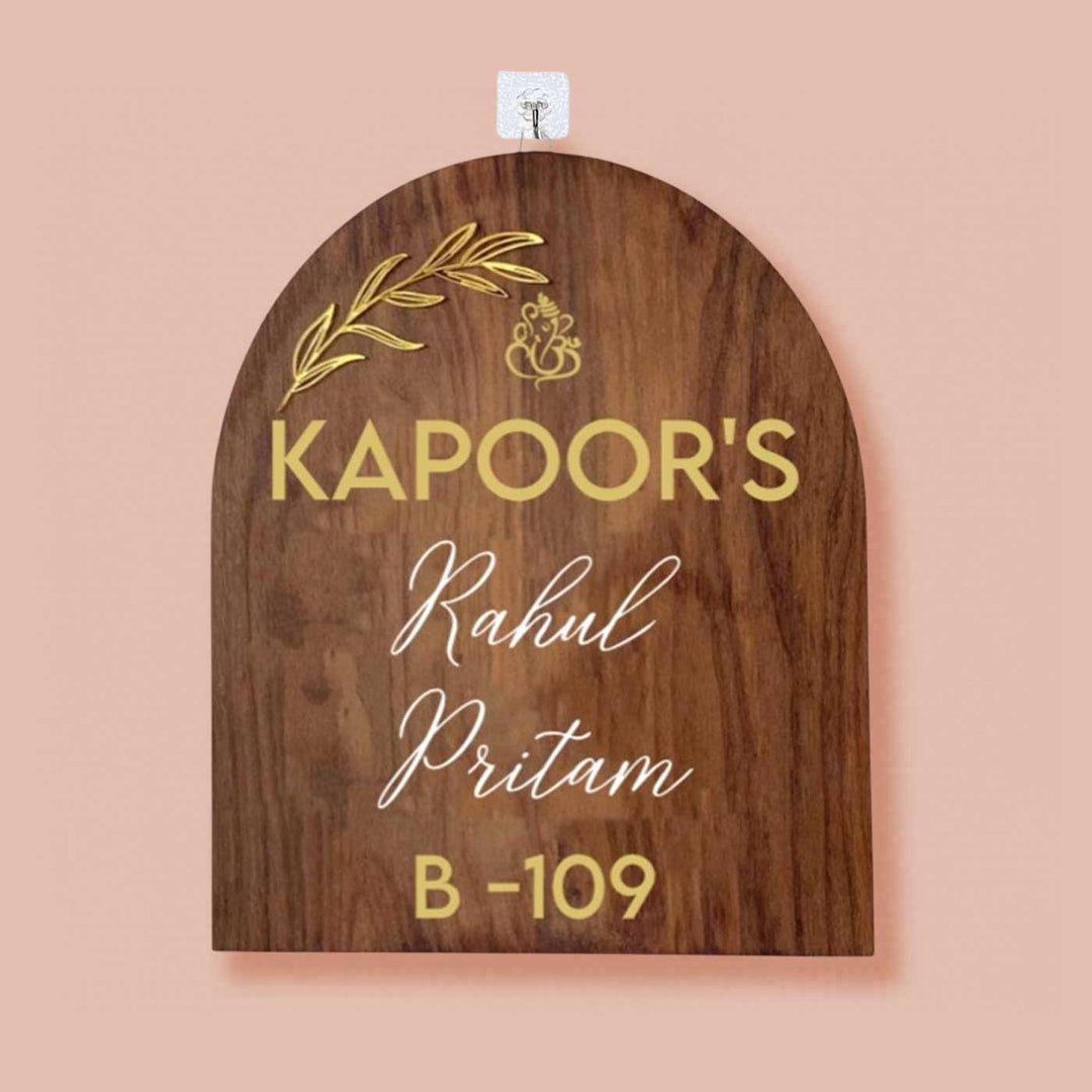 Minimal Arched Wooden Name Plate with 3D Acrylic Letters