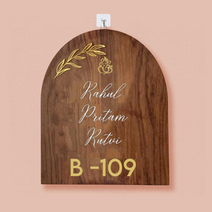 Minimal Arched Wooden Name Plate with 3D Acrylic Letters