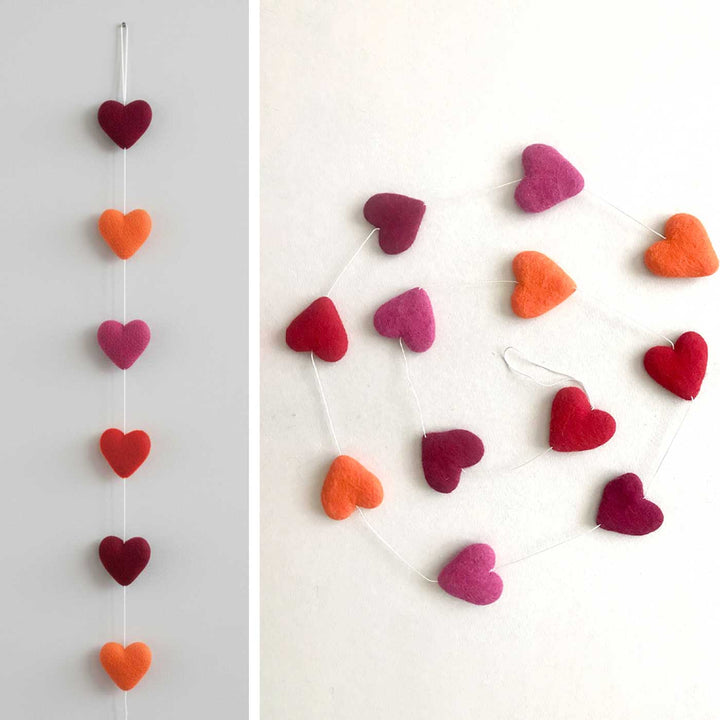 Handmade Multicolor Hearts Felt Garland/Hanging